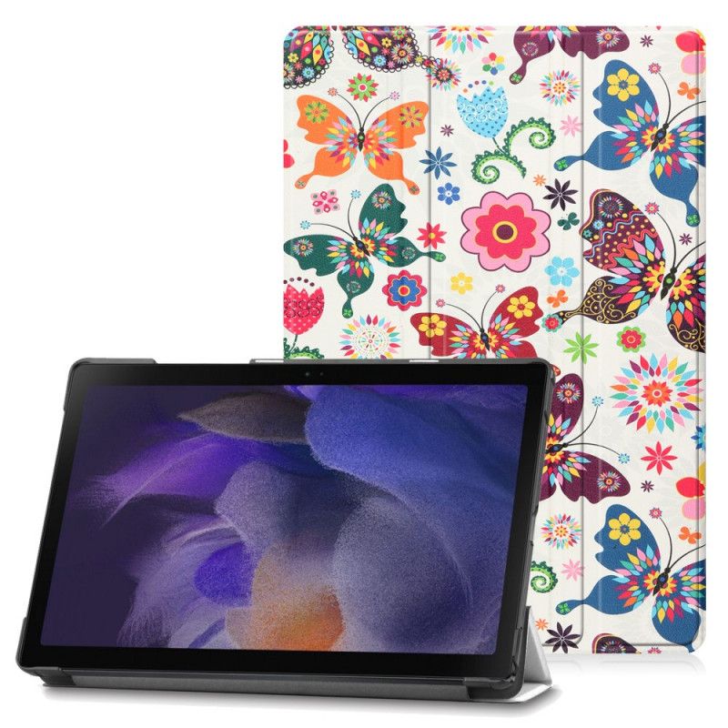 Smart Case Samsung Galaxy Tab A8 (2021) Forstærkede Sommerfugle Og Blomster