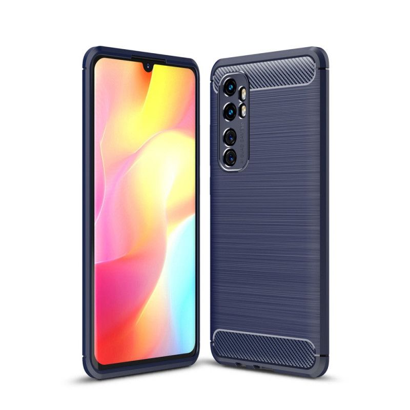 Cover for Xiaomi Mi Note 10 Lite Sort Børstet Kulfiber