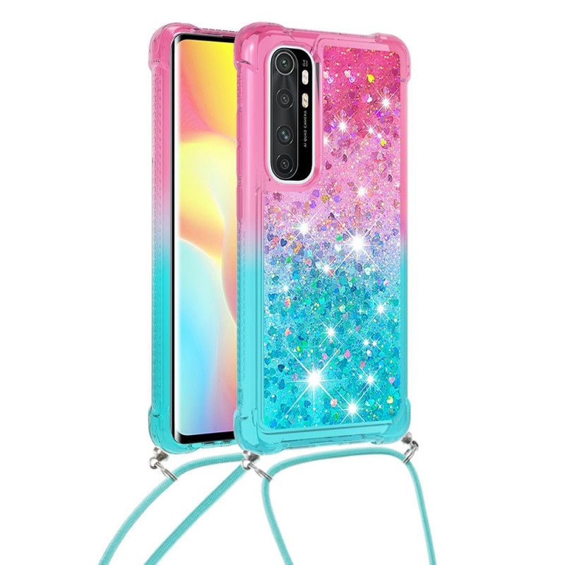 Cover Xiaomi Mi Note 10 Lite Lyserød Silikone Glitter Og Ledning Beskyttelse