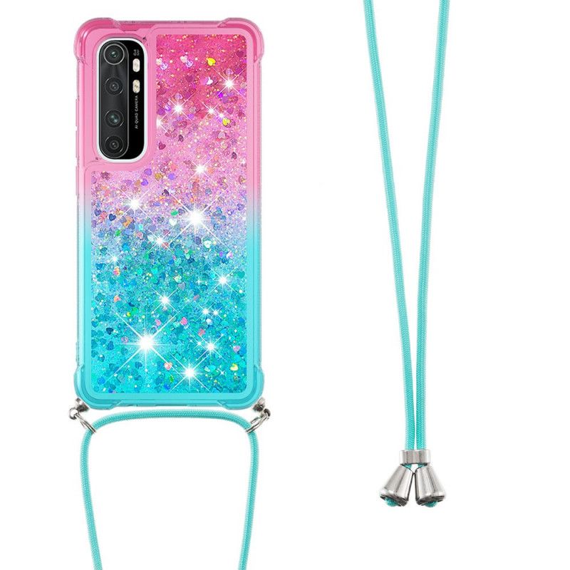 Cover Xiaomi Mi Note 10 Lite Lyserød Silikone Glitter Og Ledning Beskyttelse