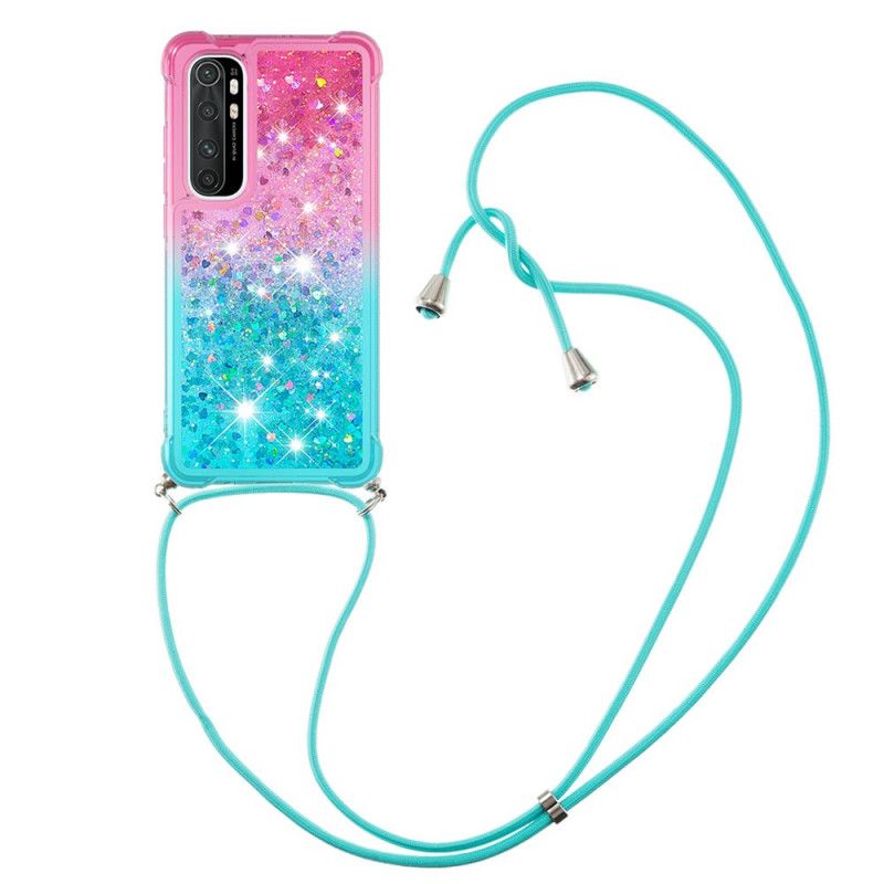 Cover Xiaomi Mi Note 10 Lite Lyserød Silikone Glitter Og Ledning Beskyttelse