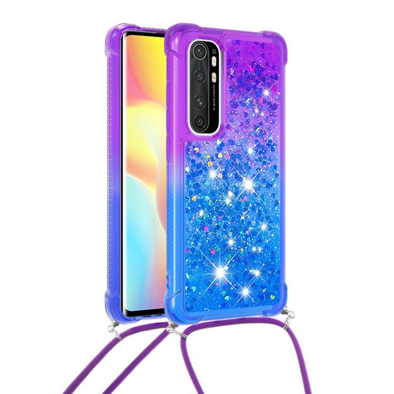 Cover Xiaomi Mi Note 10 Lite Lyserød Silikone Glitter Og Ledning Beskyttelse