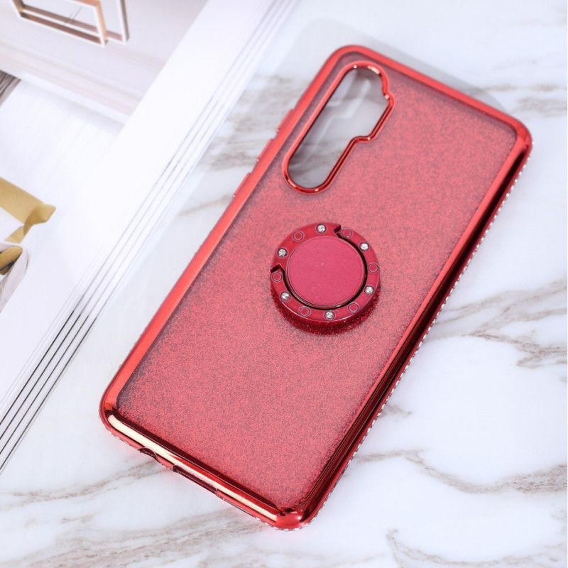 Cover Xiaomi Mi Note 10 Lite Rød Pailletter Og Diamanter Ringstøtte Original