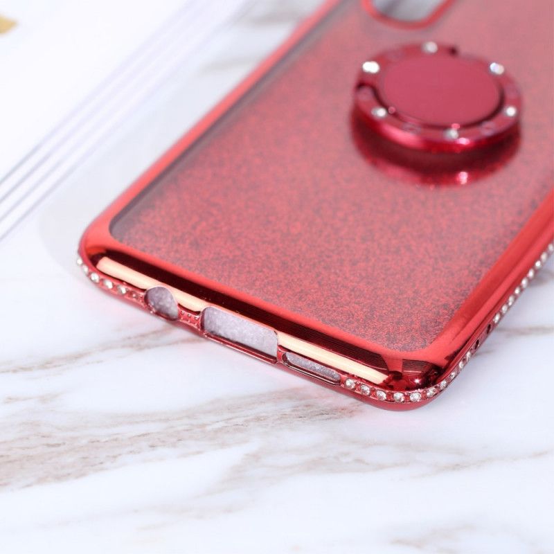 Cover Xiaomi Mi Note 10 Lite Rød Pailletter Og Diamanter Ringstøtte Original