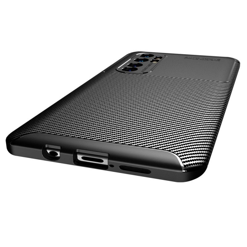 Cover Xiaomi Mi Note 10 Lite Sort Fleksibel Kulfiberstruktur