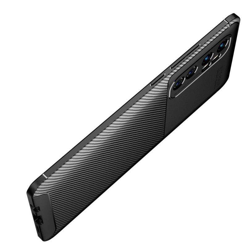 Cover Xiaomi Mi Note 10 Lite Sort Fleksibel Kulfiberstruktur