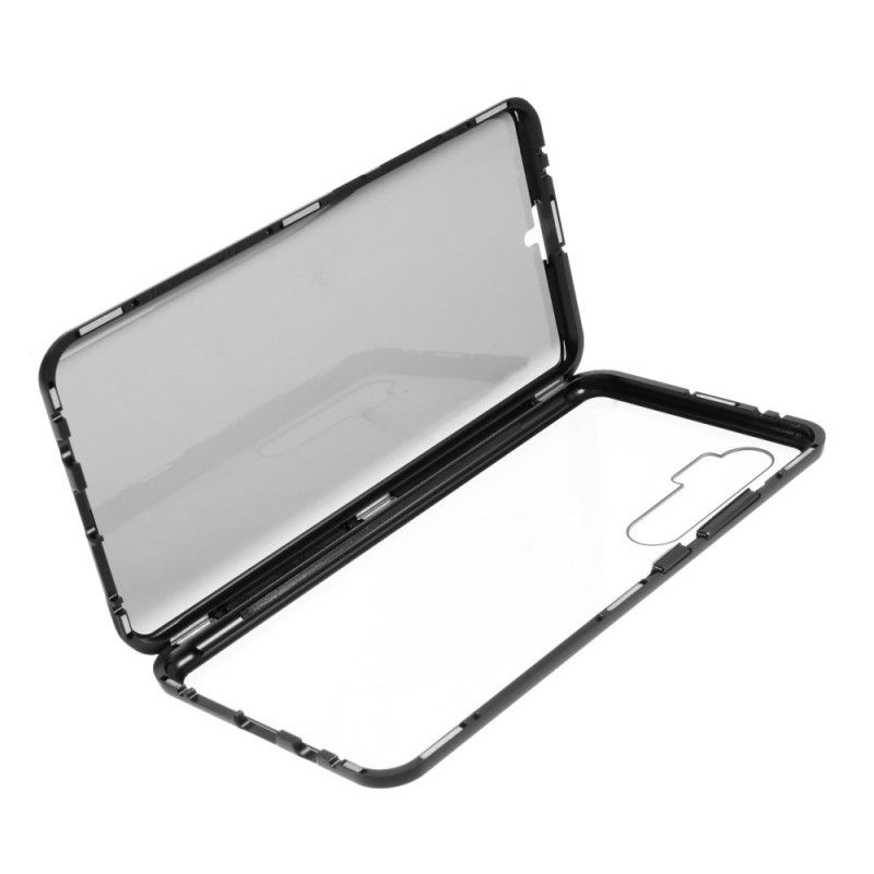 Cover Xiaomi Mi Note 10 Lite Sort Metalkanter Og Dobbelt Hærdet Glas Beskyttelse