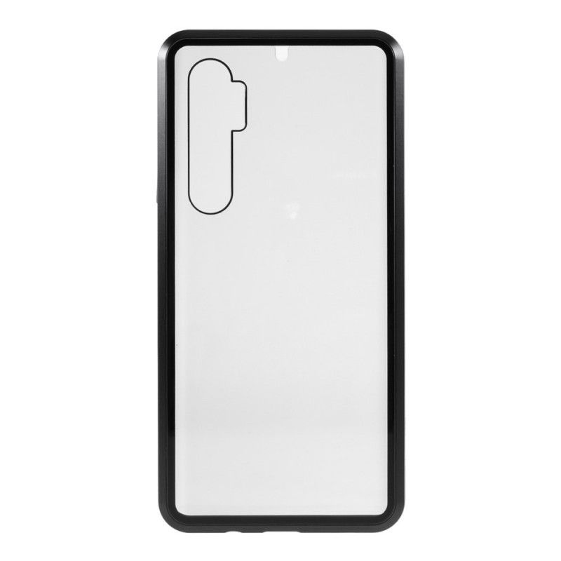 Cover Xiaomi Mi Note 10 Lite Sort Metalkanter Og Dobbelt Hærdet Glas Beskyttelse