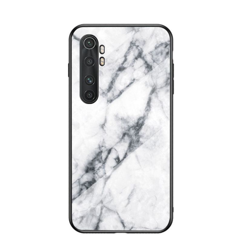 Cover Xiaomi Mi Note 10 Lite Sort Mobilcover Marmorfarver Hærdet Glas