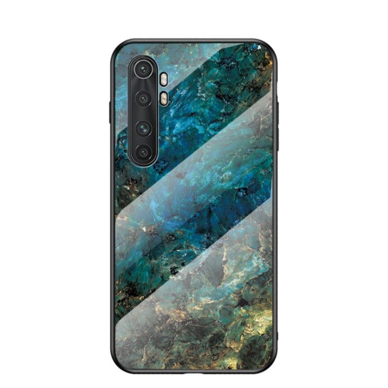 Cover Xiaomi Mi Note 10 Lite Sort Mobilcover Marmorfarver Hærdet Glas