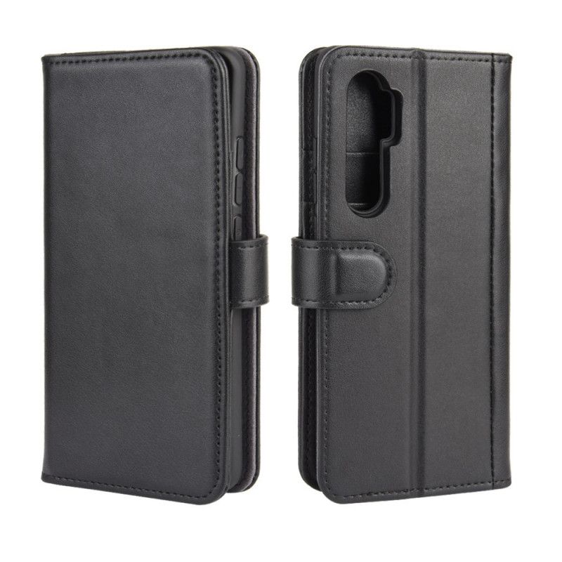 Flip Cover Læder for Xiaomi Mi Note 10 Lite Sort Ægte Split Læder