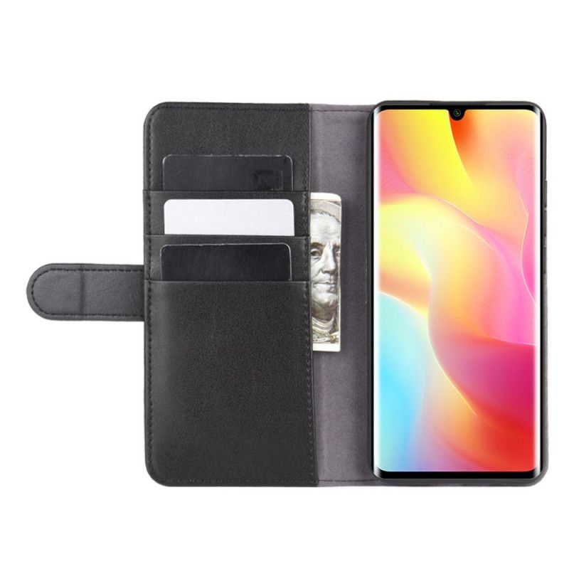 Flip Cover Læder for Xiaomi Mi Note 10 Lite Sort Ægte Split Læder