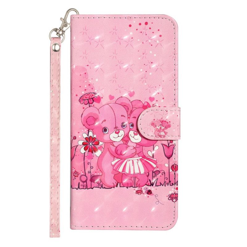 Flip Cover Læder Xiaomi Mi Note 10 Lite Bamser Lyse Pletter Med Rem Original