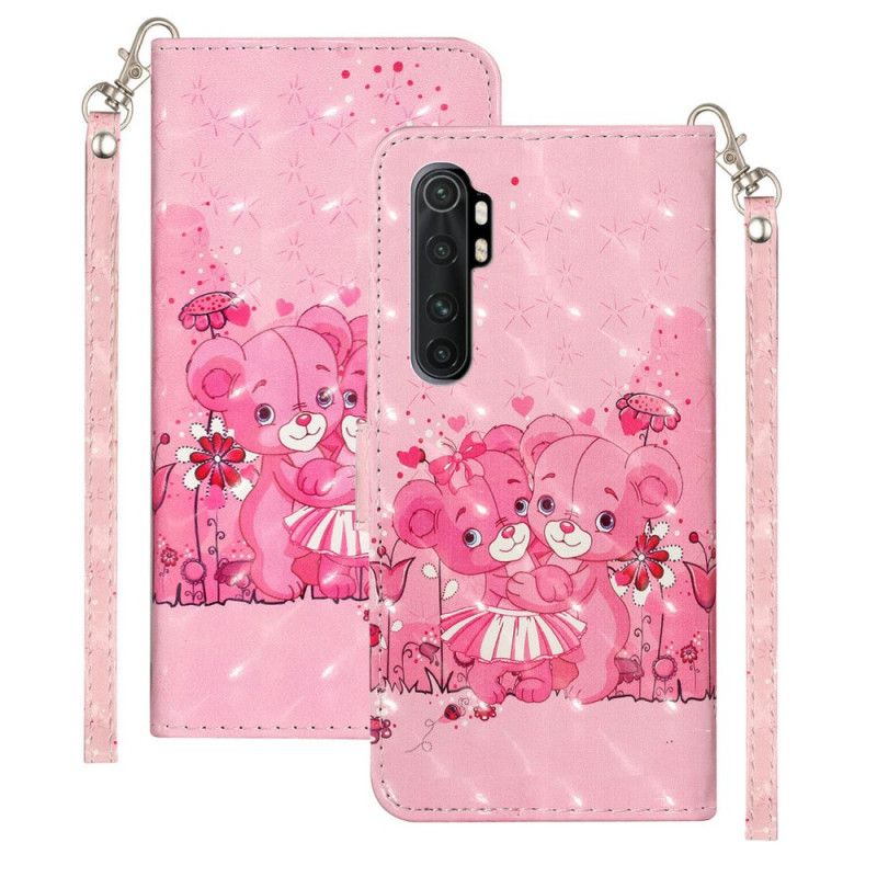 Flip Cover Læder Xiaomi Mi Note 10 Lite Bamser Lyse Pletter Med Rem Original