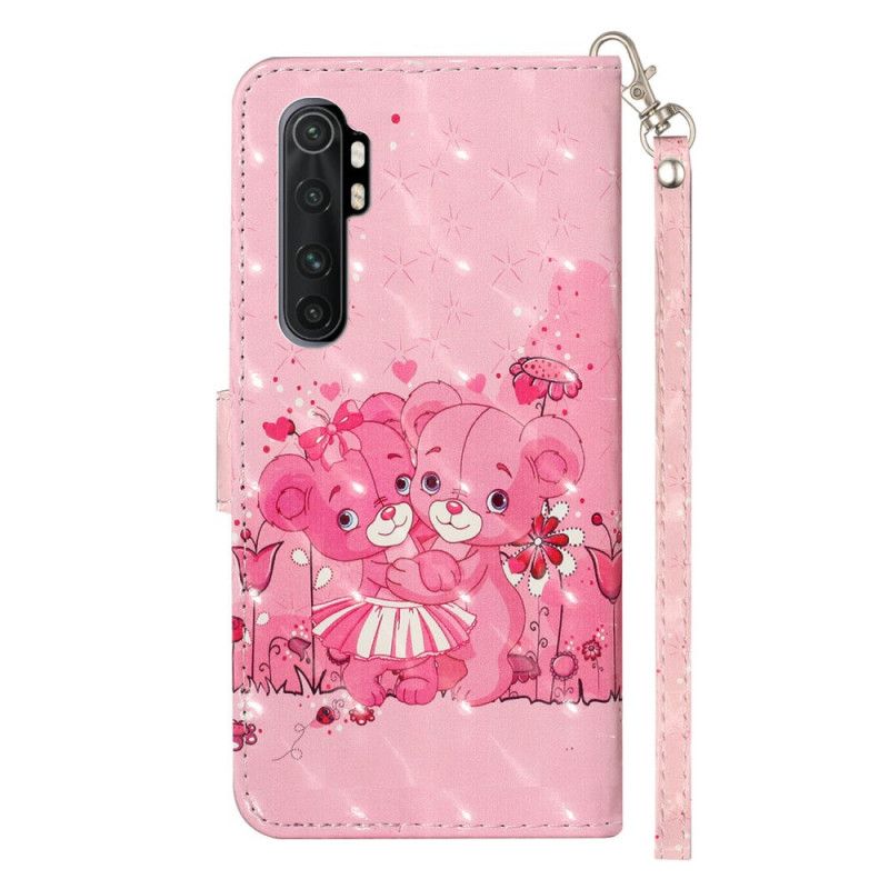 Flip Cover Læder Xiaomi Mi Note 10 Lite Bamser Lyse Pletter Med Rem Original