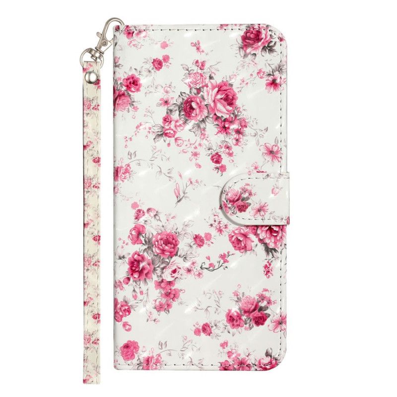 Flip Cover Læder Xiaomi Mi Note 10 Lite Blomster Lyse Pletter Med Rem