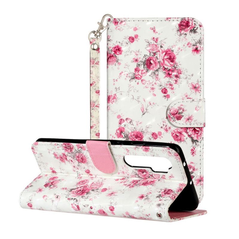 Flip Cover Læder Xiaomi Mi Note 10 Lite Blomster Lyse Pletter Med Rem