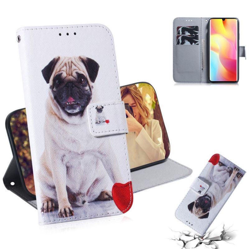 Flip Cover Læder Xiaomi Mi Note 10 Lite Mops Hund Beskyttelse