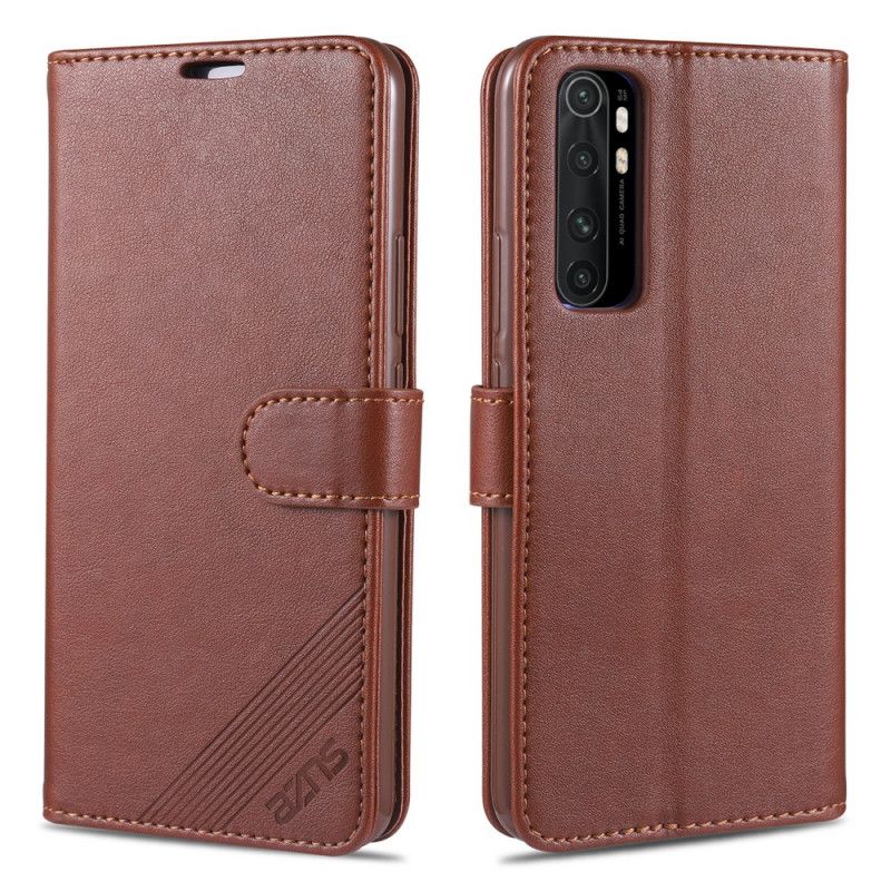 Flip Cover Læder Xiaomi Mi Note 10 Lite Sort Azns Imiteret Læder Original