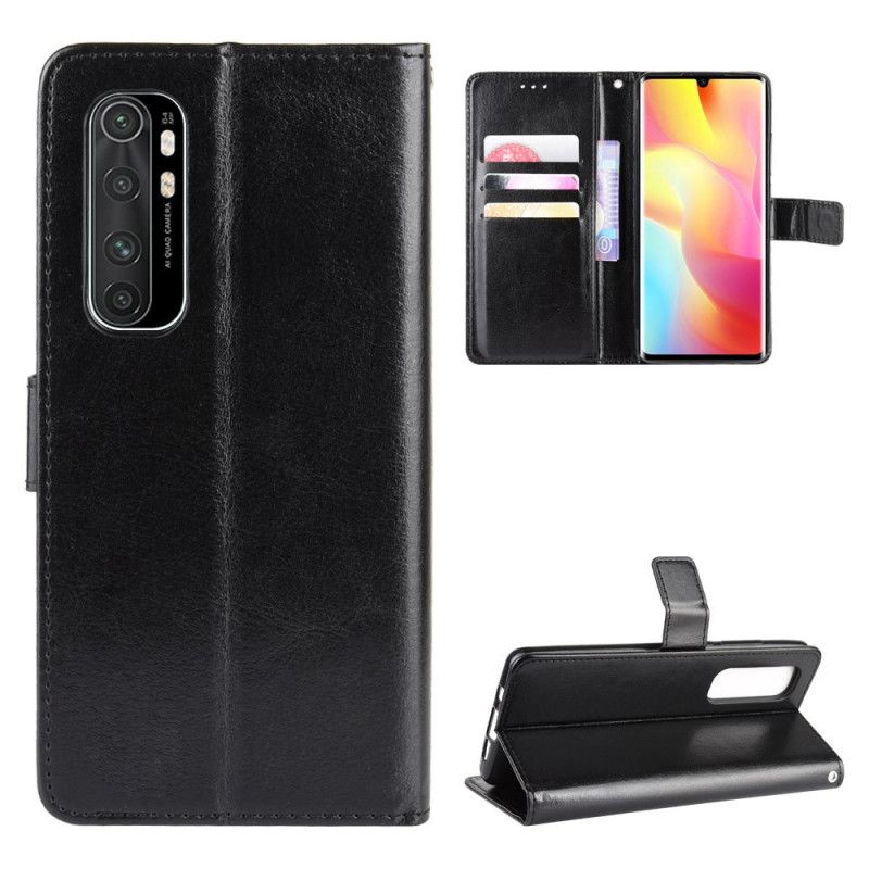 Flip Cover Læder Xiaomi Mi Note 10 Lite Sort Prangende Kunstlæder Original