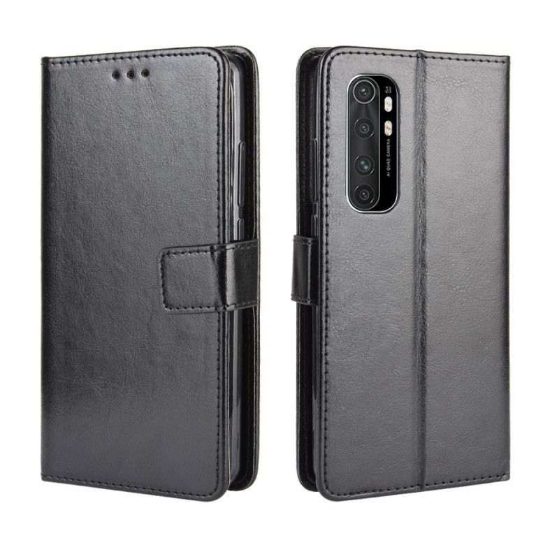 Flip Cover Læder Xiaomi Mi Note 10 Lite Sort Prangende Kunstlæder Original