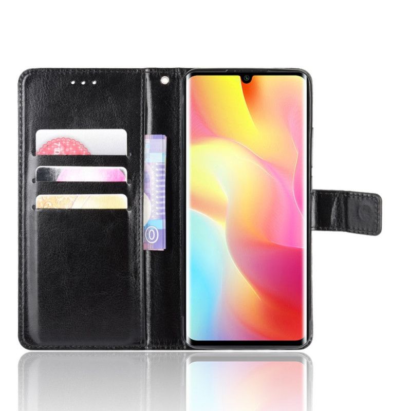 Flip Cover Læder Xiaomi Mi Note 10 Lite Sort Prangende Kunstlæder Original