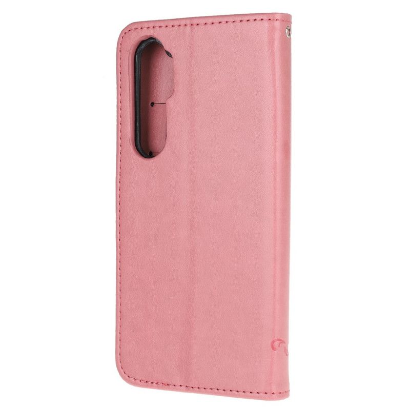 Flip Cover Xiaomi Mi Note 10 Lite Grå Sommerfugle Og Blomster I Asien