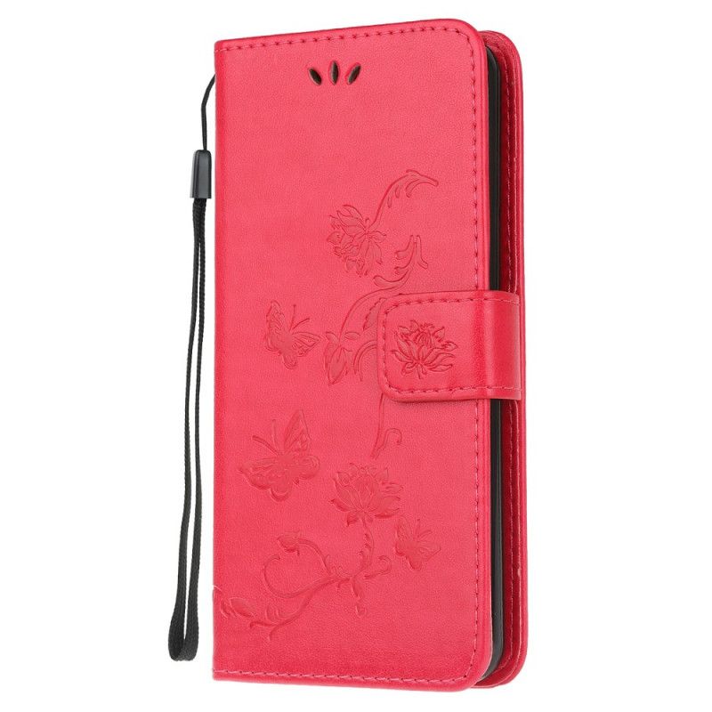 Flip Cover Xiaomi Mi Note 10 Lite Grå Sommerfugle Og Blomster I Asien