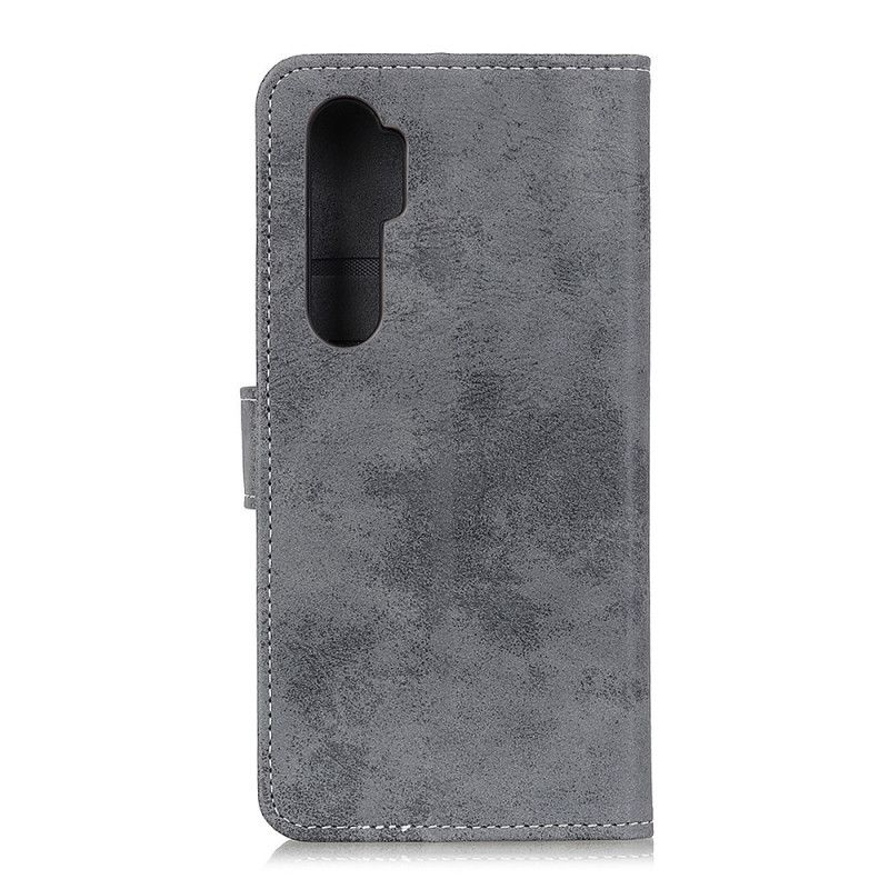 Flip Cover Xiaomi Mi Note 10 Lite Grå Vintage Lædereffekt