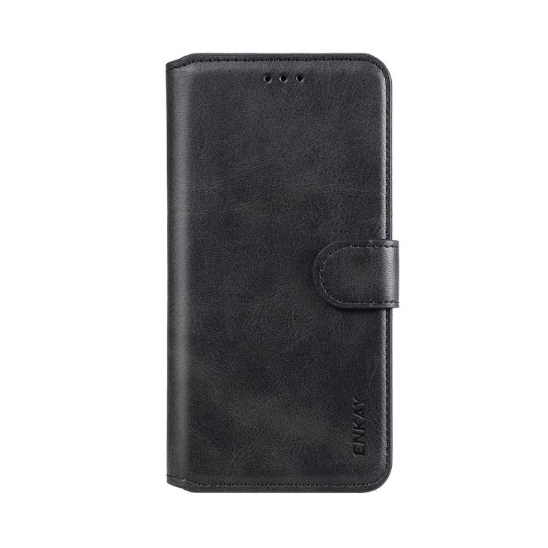 Flip Cover Xiaomi Mi Note 10 Lite Sort Mobilcover Imiteret Læder Enkay