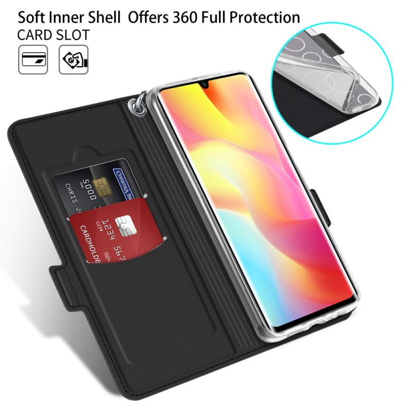 Flip Cover Xiaomi Mi Note 10 Lite Sort Tofarvet Baiyu-Serie