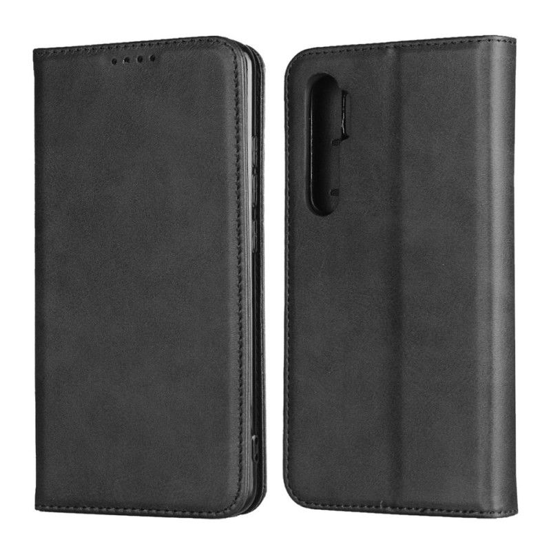 Læder Cover Xiaomi Mi Note 10 Lite Sort Elegant Split Læder