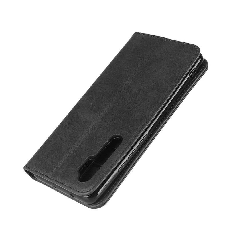 Læder Cover Xiaomi Mi Note 10 Lite Sort Elegant Split Læder