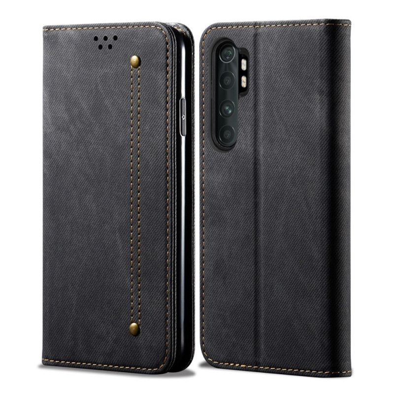 Læder Cover Xiaomi Mi Note 10 Lite Sort Jeansstof