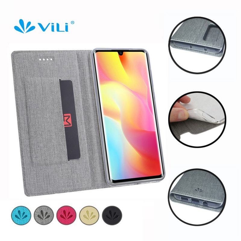 Læder Cover Xiaomi Mi Note 10 Lite Sort Struktureret Vili Dmx