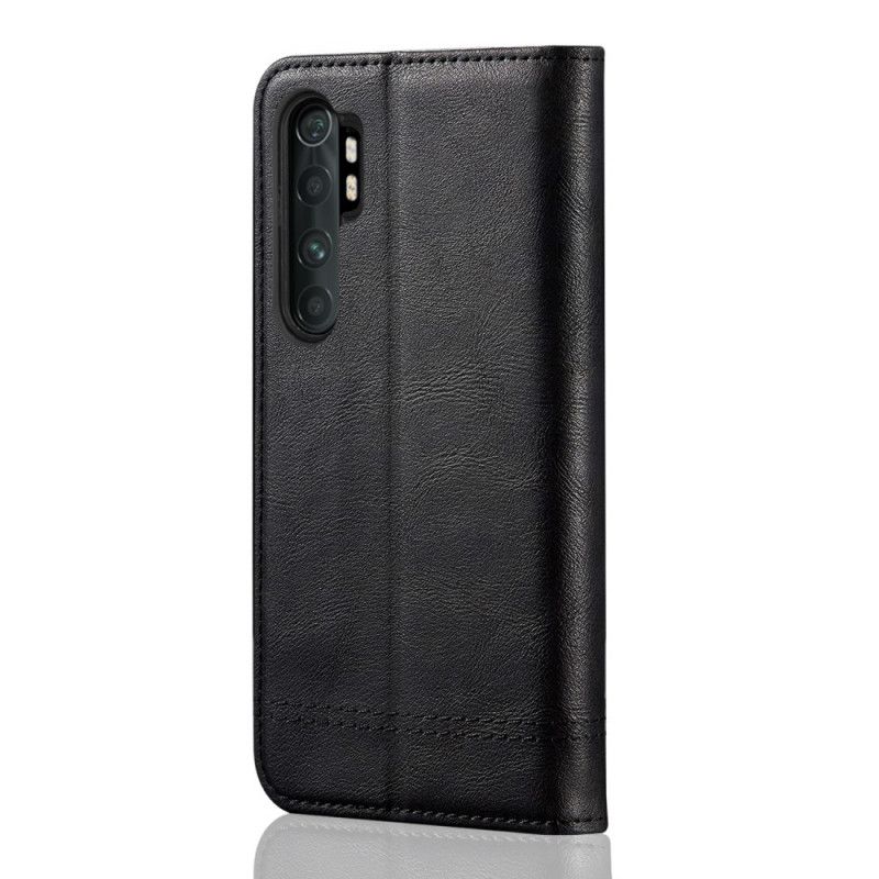 Læder Cover Xiaomi Mi Note 10 Lite Sort Syning Af Lædereffekt