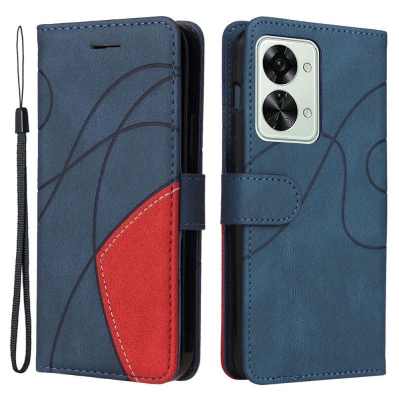 Flip Cover OnePlus Nord 2T 5G Bicolor Kt Læderserie Med Stropkortholder