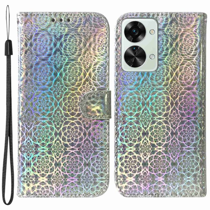 Flip Cover OnePlus Nord 2T 5G Med Snor Strappy Geometriske Blomster