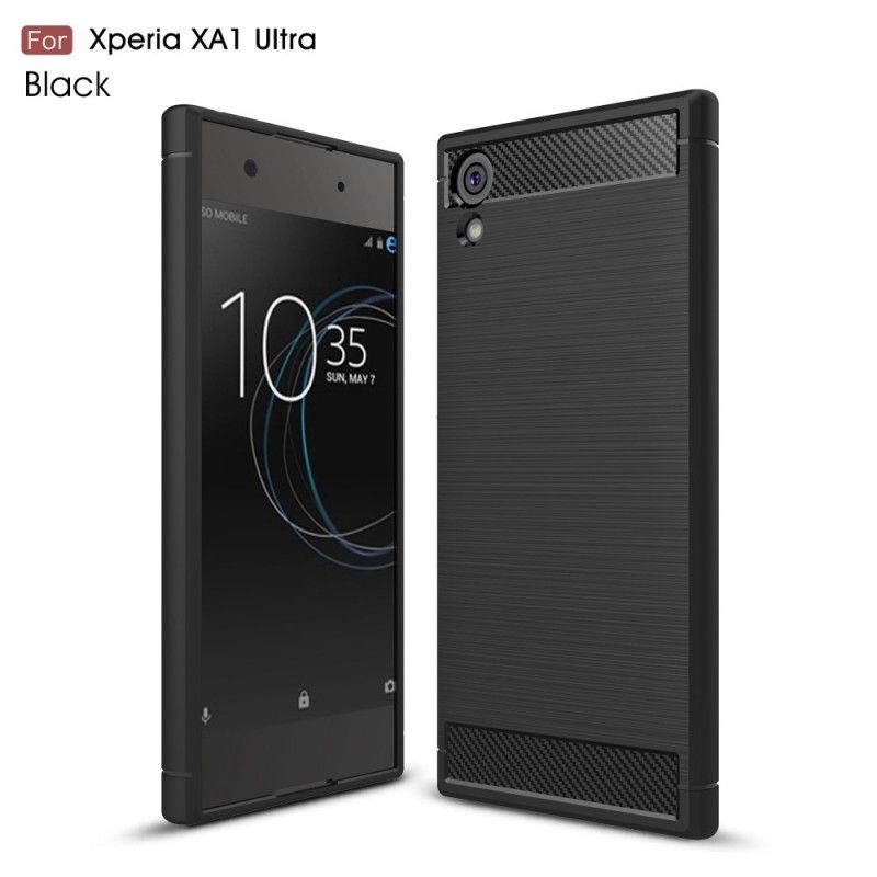 Cover for Sony Xperia XA1 Ultra Sort Børstet Kulfiber