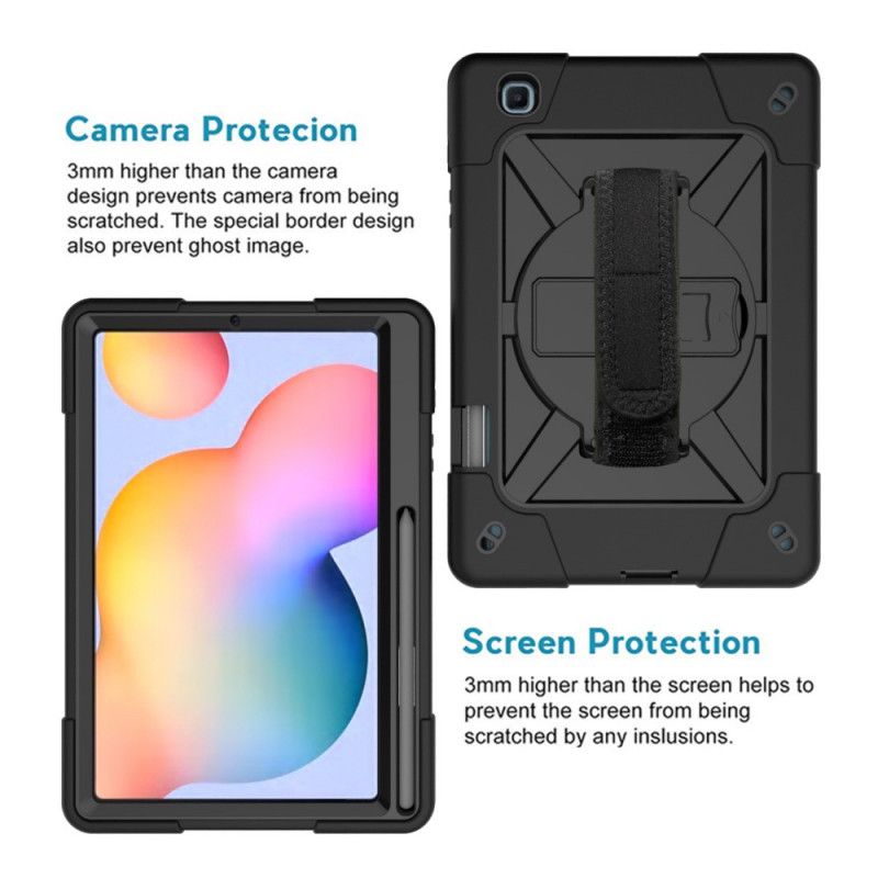 Cover for Samsung Galaxy Tab S6 Lite Sort Rem Og Skulderrem