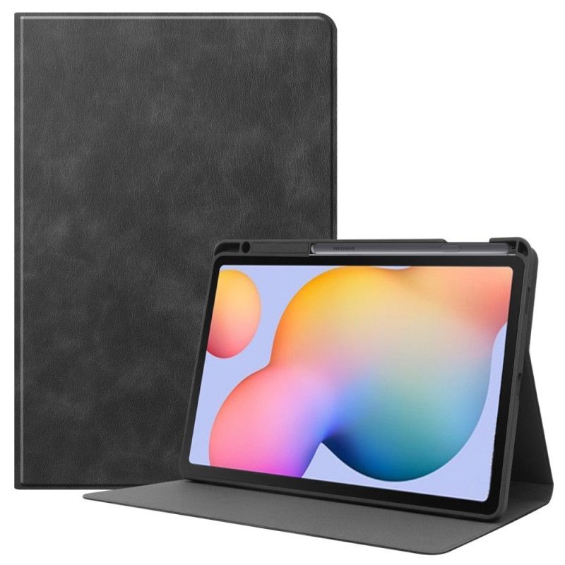 Etui for Samsung Galaxy Tab S6 Lite Sort Stylusholder Af Lædereffekt