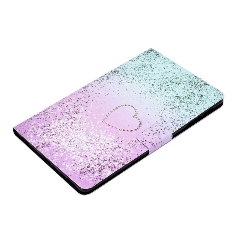 Flip Cover Læder for Samsung Galaxy Tab S6 Lite Grøn Skinnende Pailletter