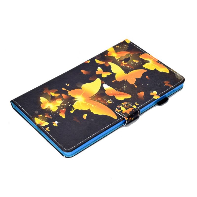 Flip Cover Læder for Samsung Galaxy Tab S6 Lite Sort Unikke Sommerfugle