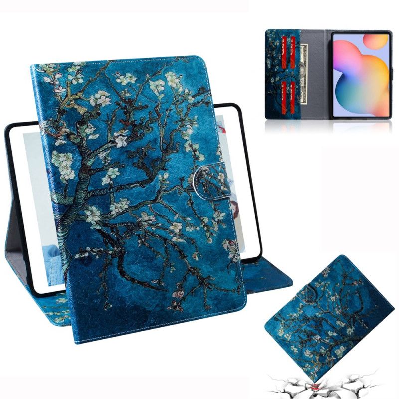 Flip Cover Læder Samsung Galaxy Tab S6 Lite Blomstrende Grene Original