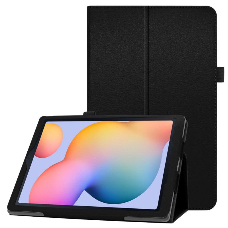 Flip Cover Læder Samsung Galaxy Tab S6 Lite Sort 2 Lychee-Imiterede Læderklapper Beskyttelse