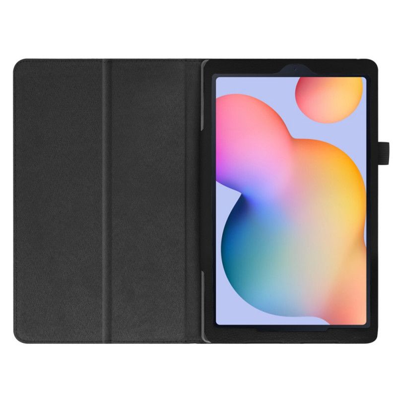 Flip Cover Læder Samsung Galaxy Tab S6 Lite Sort 2 Lychee-Imiterede Læderklapper Beskyttelse