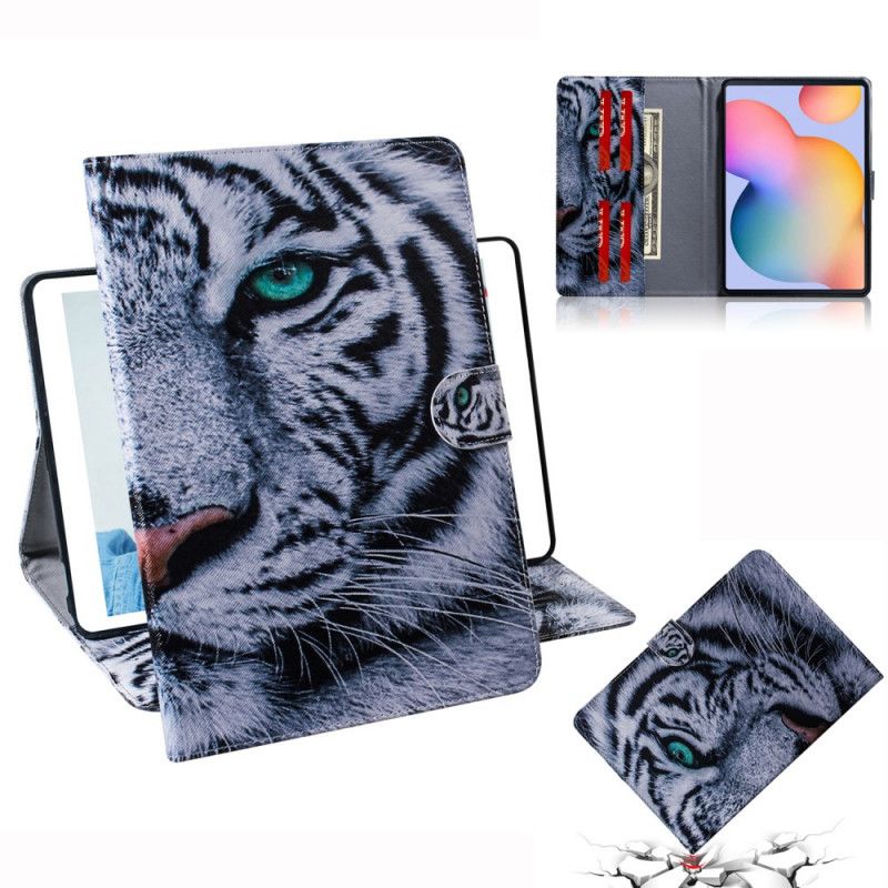 Flip Cover Læder Samsung Galaxy Tab S6 Lite Tigerhoved Original