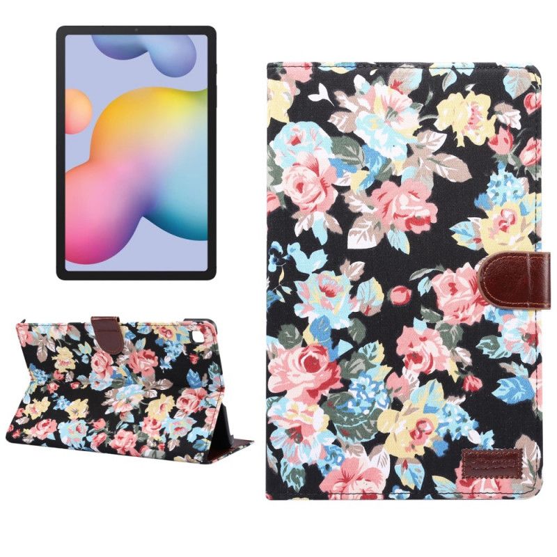 Flip Cover Samsung Galaxy Tab S6 Lite Sort Mobilcover Frihedsblomster