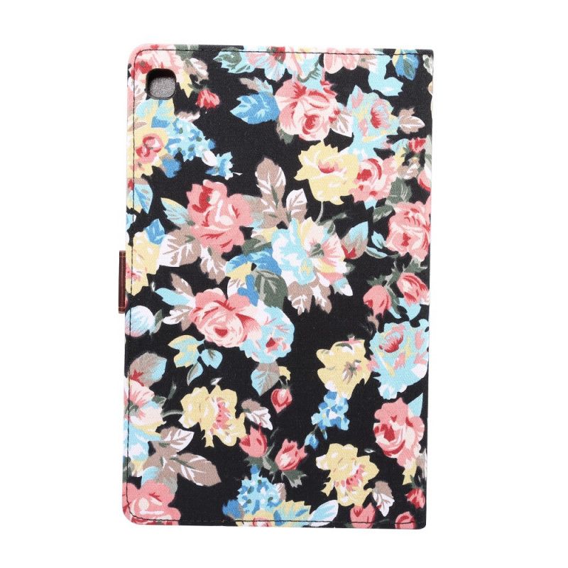 Flip Cover Samsung Galaxy Tab S6 Lite Sort Mobilcover Frihedsblomster