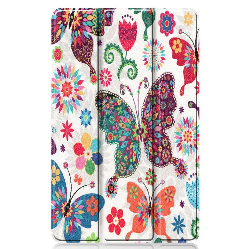 Smart Taske Samsung Galaxy Tab S6 Lite Retro Sommerfugle Og Blomster